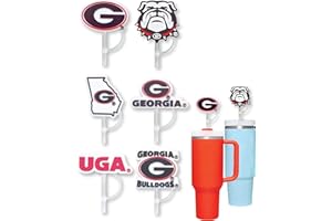 PARTYKANDY 6 Georgia Bulldogs Straw Covers (10 millimeter) UGA Football Fan Merchandise Fits Large 40 oz Stanley Size Water Bottles (10 mm) (Georgia Bulldogs)