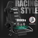 bigzzia Ergonomic Gaming Chair with Lumbar Cushion Headrest Black view 3