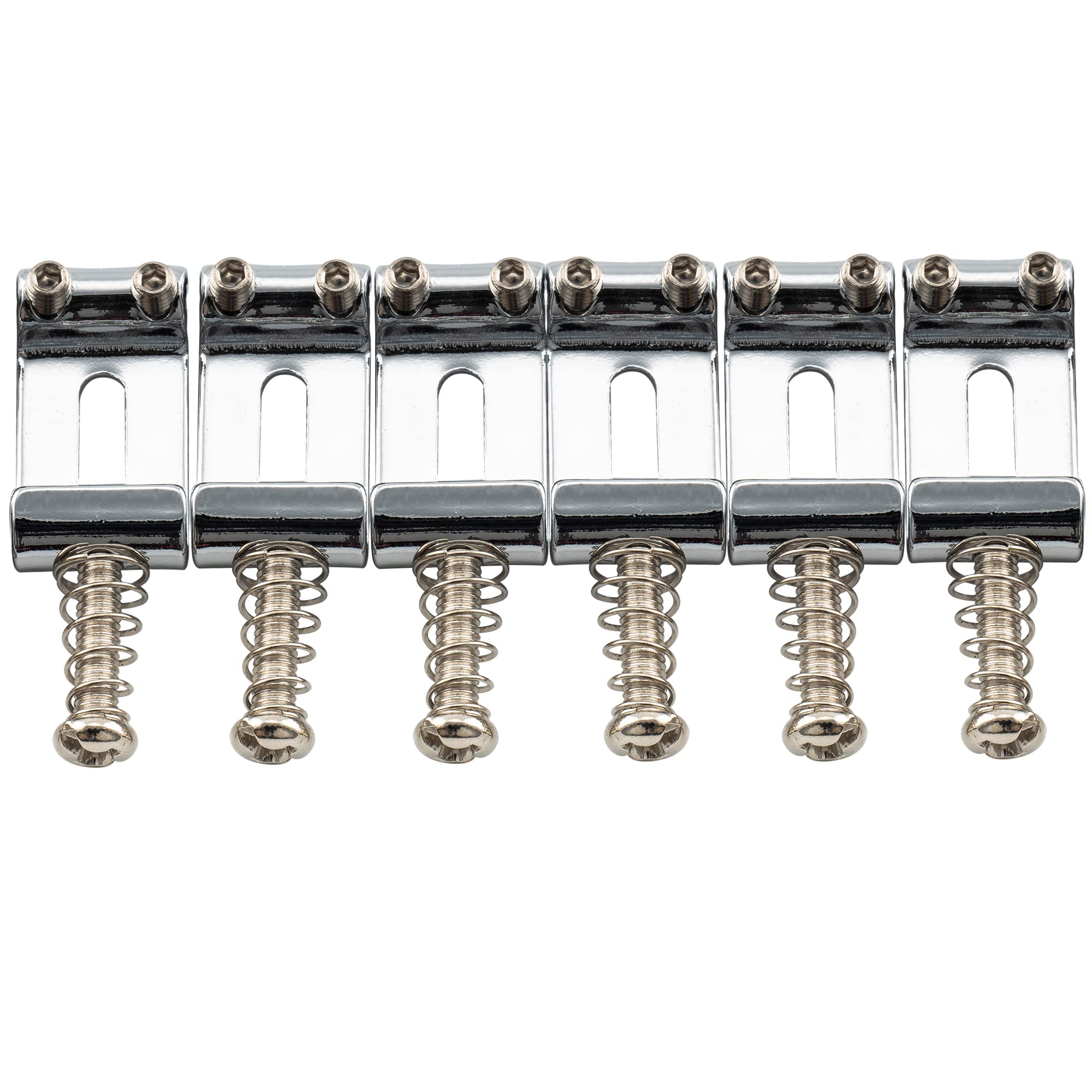 Musiclily Pro 11.3mm Steel Vintage Style Guitar Tremolo Bridge Saddles for Strat Stratocaster Electric Guitar, Chrome(Set of 6)