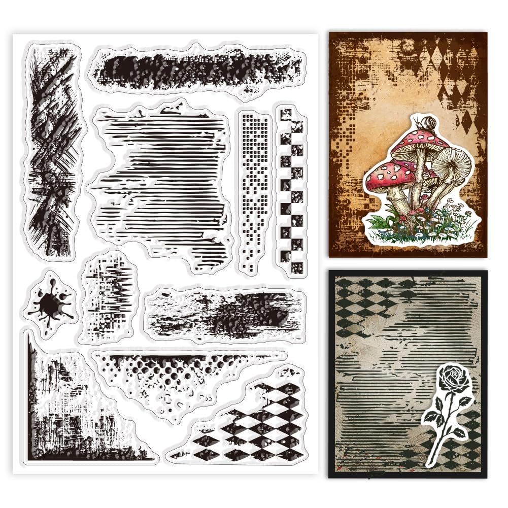 GLOBLELAND Vintage Texture Background Clear Stamps for Cards Making Retro Mark Background Silicone Clear Stamp Seals Transparent Stamps for DIY Scrapbooking Photo Album Journal