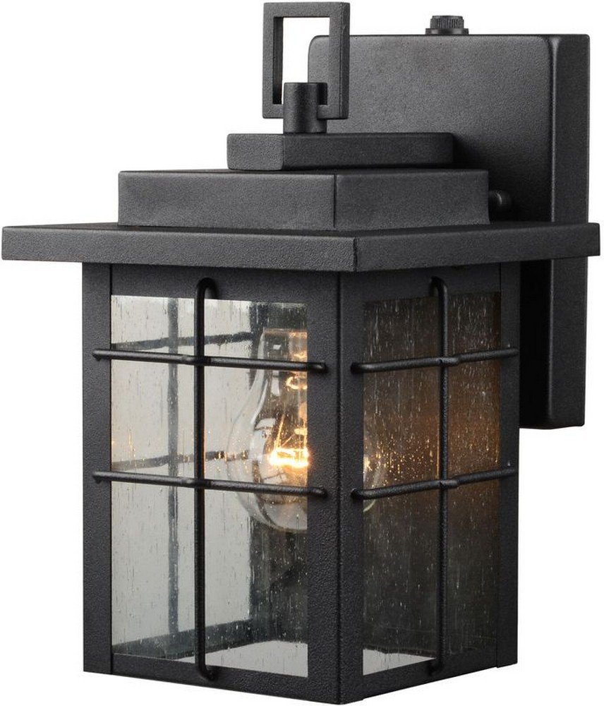 Hardware House 21-9389 Textured Black Lantern Wall Fixture with Photo Cell