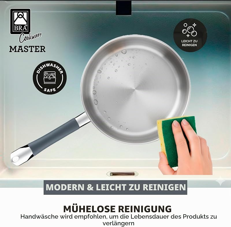 Master | 24 cm große Pfanne, Edelstahl, Ohne Antihaftbeschichtung