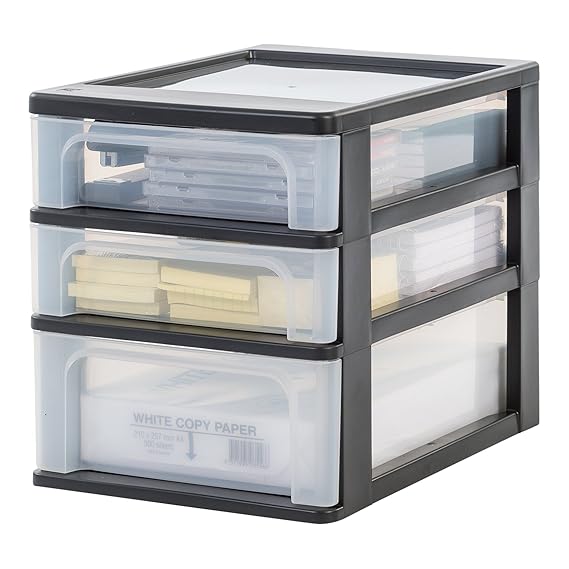 Iris Organizer Chest OCH-2021 Schubladen-/ Tischschubladen-/ Bürobox, Aufbewahrung für Schreibtisch, Kunststoff, schwarz / tr