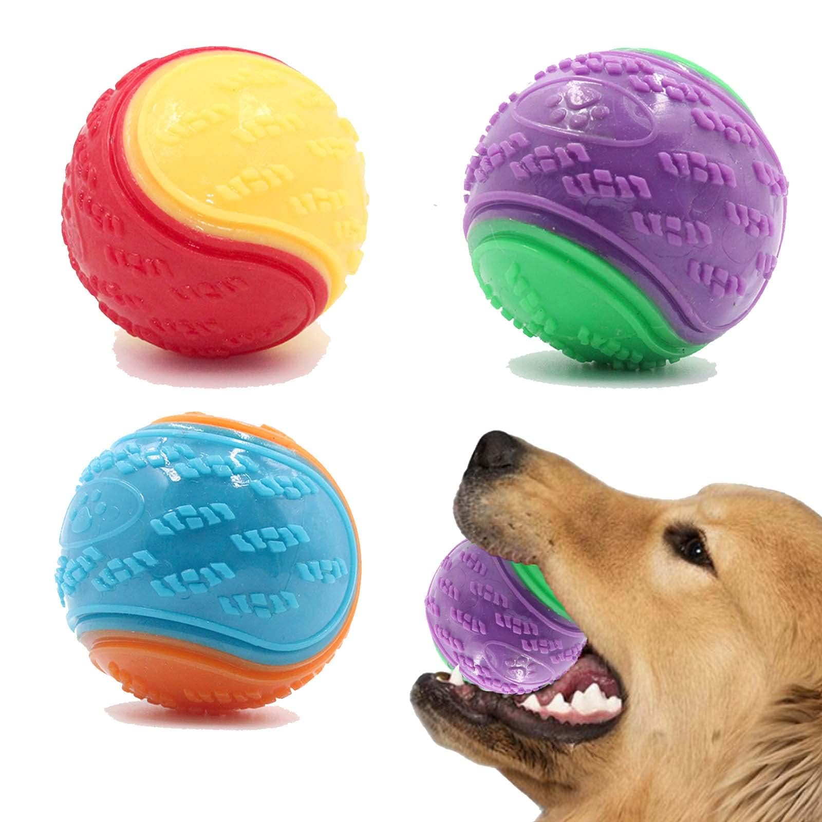 Namvo 3Pcs Squeaky Dog Ball, Dog Teeth Cleaning Puppy Chew Ball Pet Training Ball Dog Interactive Dog Ball