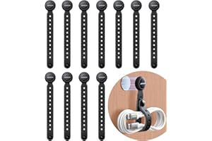 2025 Upgraded Magnetic Cable Ties with Magnets for Bundling & Cable Management– JOYROOM Reusable Silicone Cord Ties Multi-Purpose Cord Organizer Clips for Home, Office & Travel (12-Pack,Black)