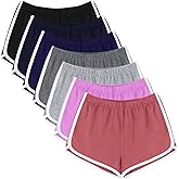 URATOT 7 Pack Womens Cotton Shorts, Dolphin Booty Athletic Gym Sports Shorts for Yoga Lounge Running