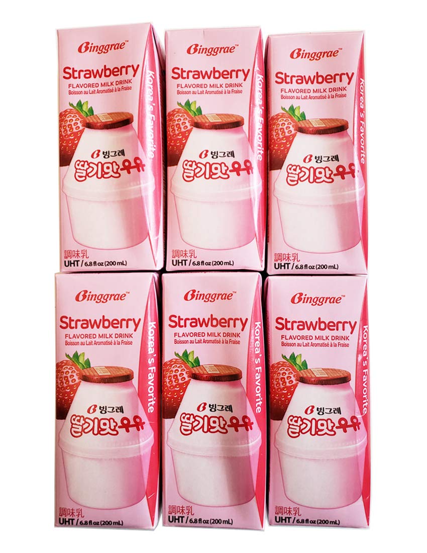 Binggrae Fresh Strawberry UHT Milk Dairy Products, South Korea (Packs