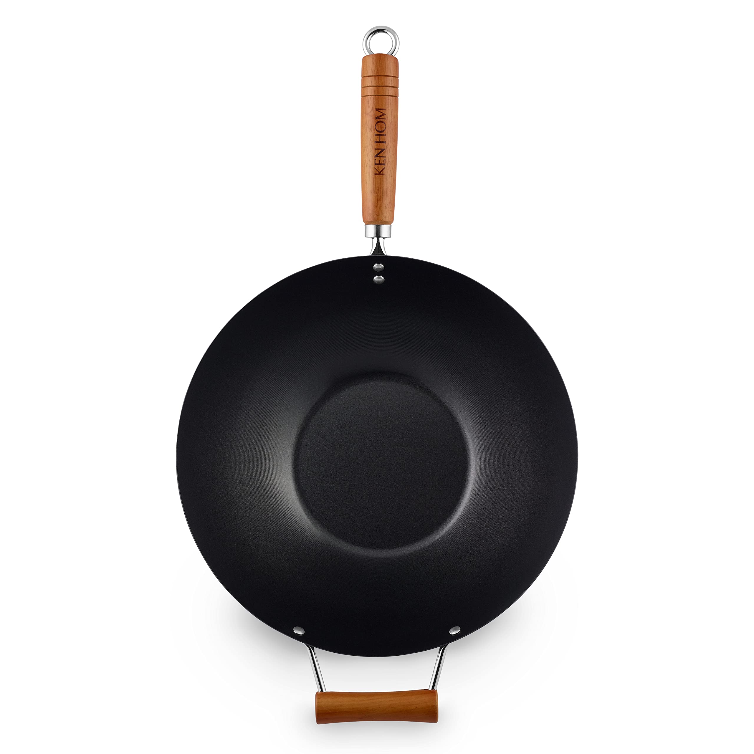 Ken-Hom-KH335001-Wok-Acero-Carbono-Antiadherente-35cm-Classic-Sarten-Sin-InduccionCon-Mango-De-MaderaBase-Plana-No