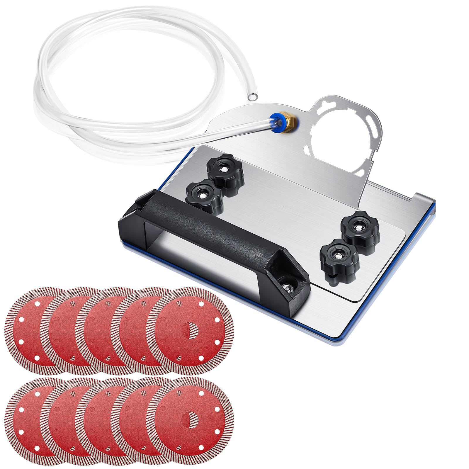 Photo 1 of Hicarer Angle Grinder Stand for Tile 45° Chamfer Cutting Tile Chamfering Tool with 10 Saw Blades a Hose Angle Grinder Bracket Type 100 Grinder Holder for Ceramic Stone Cutting