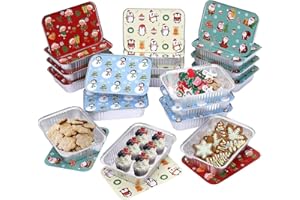 Hemoton 20pcs Foil Pans with Lids Disposable Rectangular Food Containers Foil Pans with Covers Takeout Pans for Holiday Festival Christmas