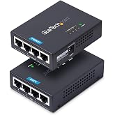 StarTech 4-Port Gigabit Midspan, 802.3at and 802.3af, TAA (POEINJ4G-US) | PoE+ Injector, Wall-Mountable Power over Ethernet Midspan