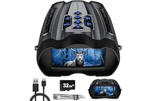 WISHBETY Night Vision Goggles,4K Night Vision Binoculars for Adult with 5000mAh Rechargeable Battery,16X Digital Zoom,3.5" HD Screen and 1000FT Viewing Range,32GB TF Card for Photo and Video,Ideal Gift for Men