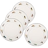 Golden Rabbit Enamelware Sandwich Plates, 8.5 inch, Fishing Fly, Set of 4
