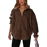 Daacee Oversized Lightweight Quilted Pullover Jacket for Women Half Zip Up Puffer Jackets Padded Outwear XS-2XL