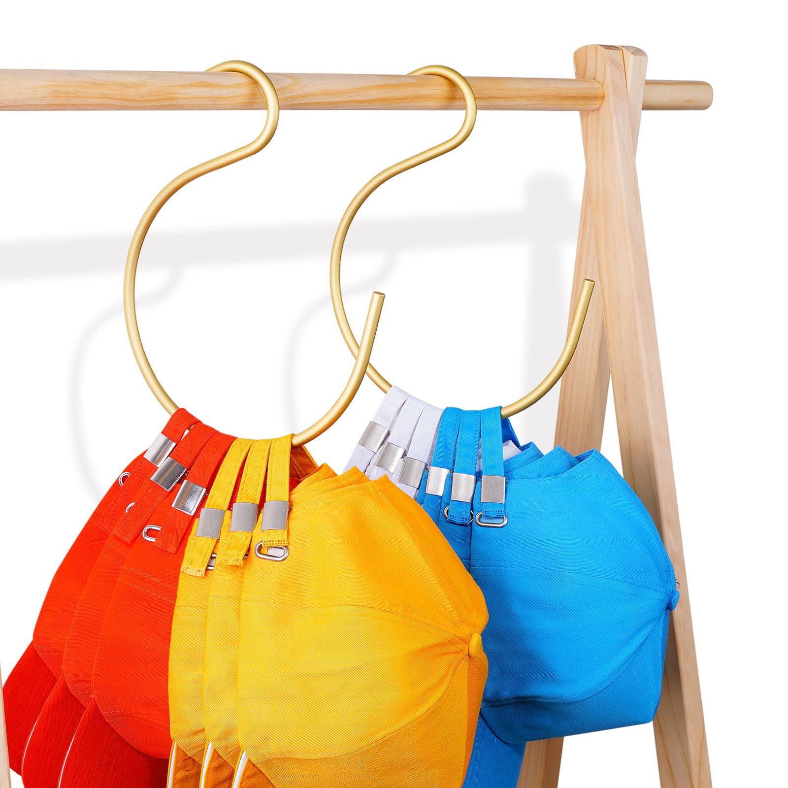 Photo 1 of 2-Pack Hat Hangers for Closet – Holds Up to 20 Baseball Caps, Space-Saving Hat Rack Organizer, Sturdy Gold Aluminum Cap Holder for Wall or Rod(Large)