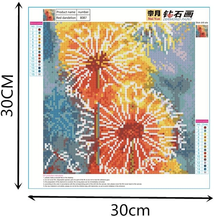 YEESAM ART 5D DIY Diamond Painting Full Drill Kits for Adults, Dandelion Orange Flower 30x30cm - Image 4