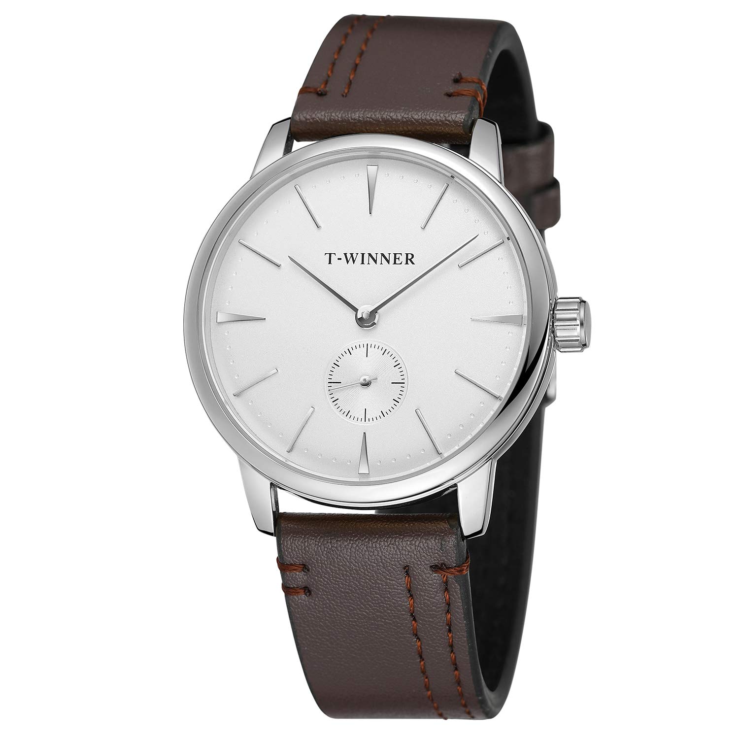 Forsining Men's Mechanical Hand-Wind Analog Business Style Wrist Watch with Leather Strap