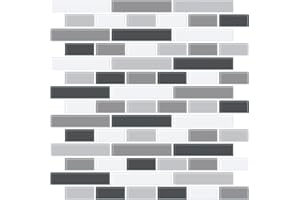 in Home NH2362 Smoked Glass Peel & Stick Backsplash Tiles, Black