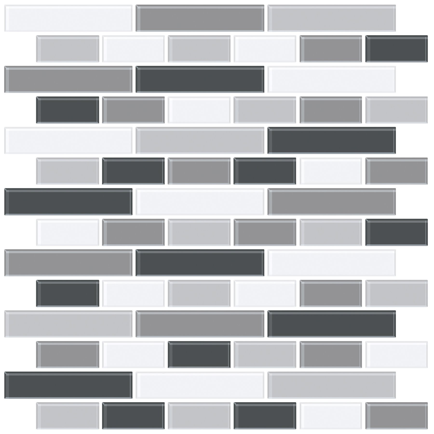 InHome NH2362 Smoked Glass Peel and Stick Backsplash Tiles, Black
