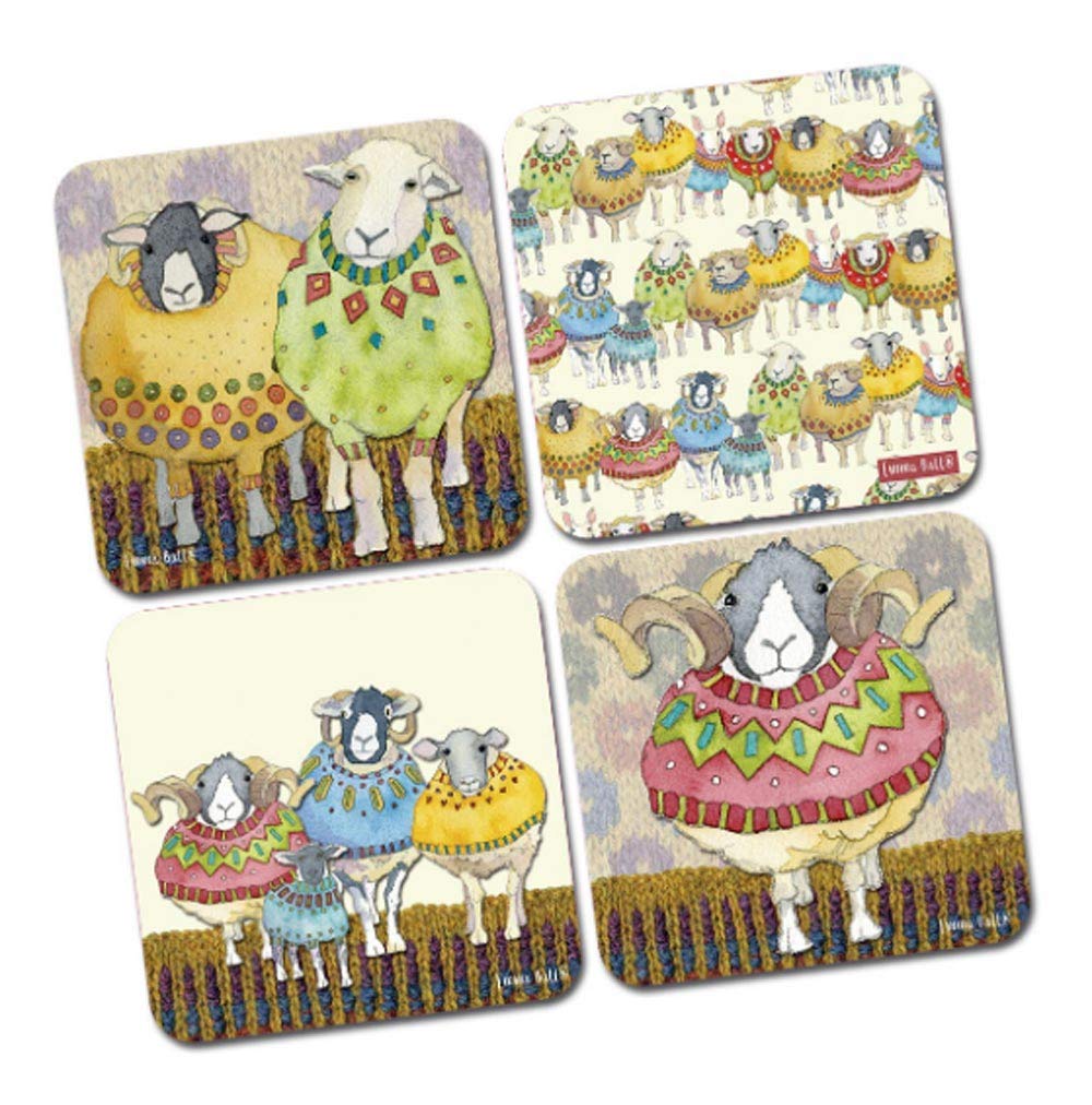 Emma Ball Sheep in Sweaters Set of 4 Coasters