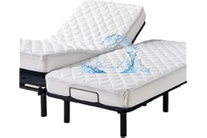 KINGNEX Waterproof Quilted Split King Mattress Protector Pad for Adjustable Bed Noiseless Fitted Mattress Cover Soft Padded Topper with Up to 16 Deep Pocket