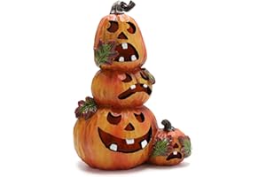 Hodao Halloween Pumpkin Decorations Handmade Pumpkin Ornaments for Halloween Decor Fall Thanksgiving Tabletop Pumpkin Decor Halloween Skull Decorations Indoor Outdoor Porch Decor (Orange)