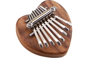 TREELF 8 Key Mini Kalimba Thumb Piano Finger Percussion Keyboard Mini kalimba key ring,Cute Instrument Pendant Keychain Accessories, Marimba Ornaments for Christmas Tree(Solid wood heart shape)