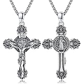 Hagkew 925 Sterling Silver Patron Saint Necklace Amulet Protection Pendant Religion Jewelry for Men Women With Stainless Steel Chain and Gifts Box