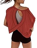 Kumufenc Womens Oversized Tshirts Open Back Batwing
