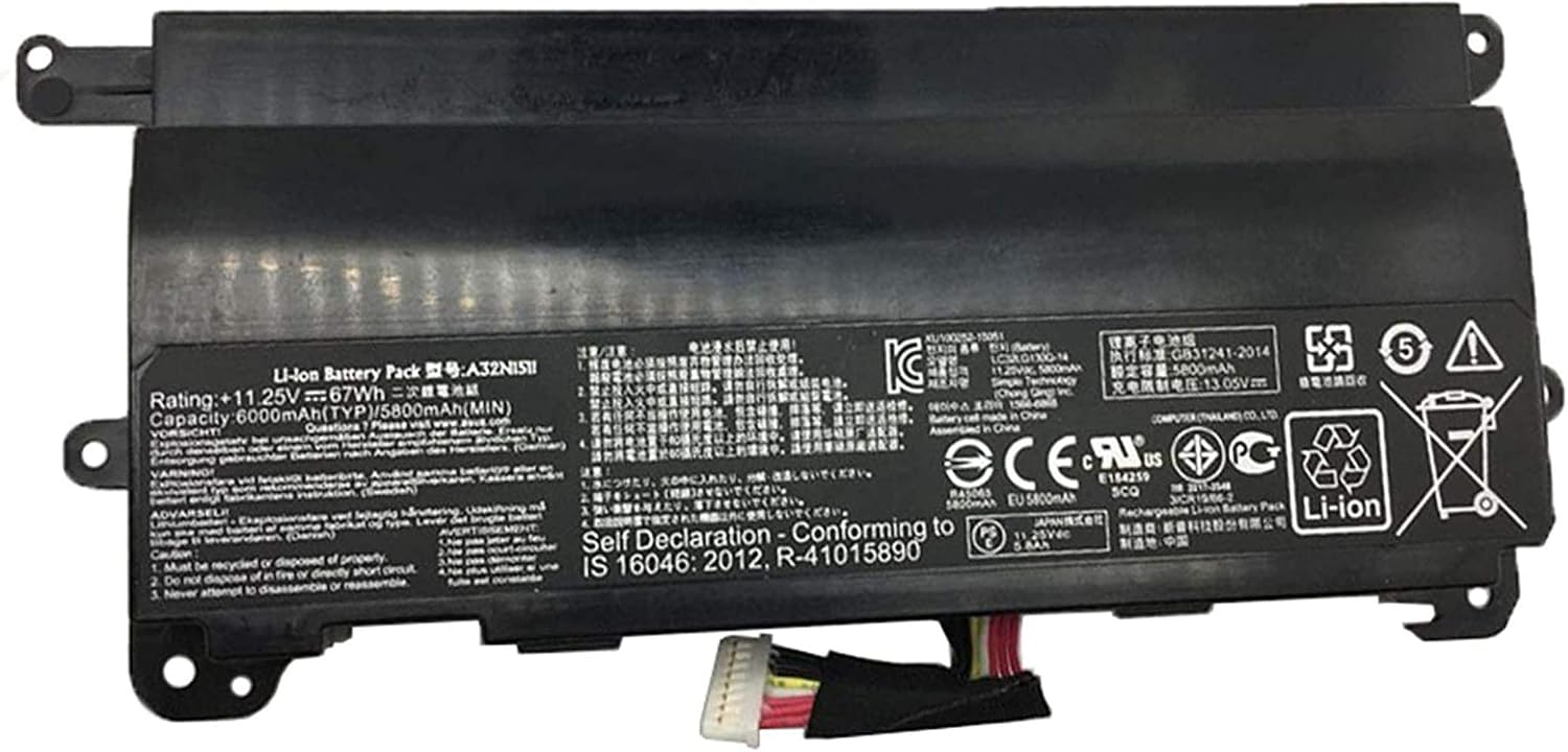 ASKC A32N1511 Laptop Battery for ASUS ROG G752 G752V G752VL G752VT G752VM G752VY G752VS GFX72J GFX72VT6700 G752VL-BHI7N32 Series A32LM9H 0B110-00370000 67Wh