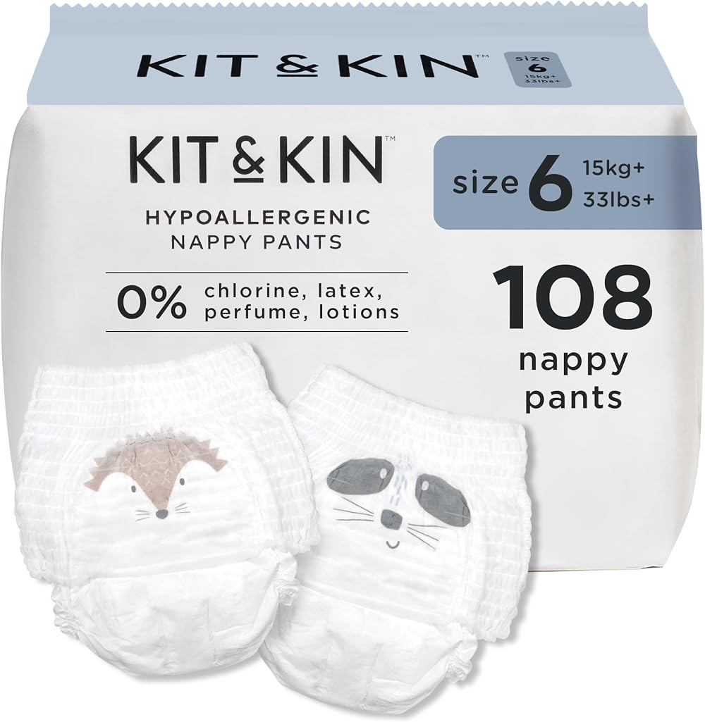 Kit & Kin Premium Nappy Pants Size 6 15+ kg 108 Pants 6 Packs