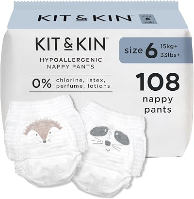 Kit & Kin Premium Nappy Pants Size 6 15+ kg 108 Pants 6 Packs