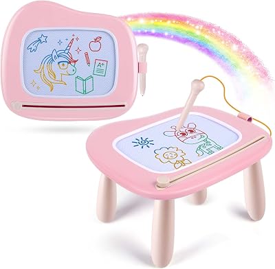 Smasiagon Magnetic Drawing Board 9.8" Doodle Pad Pink Toddler Kids Toy
