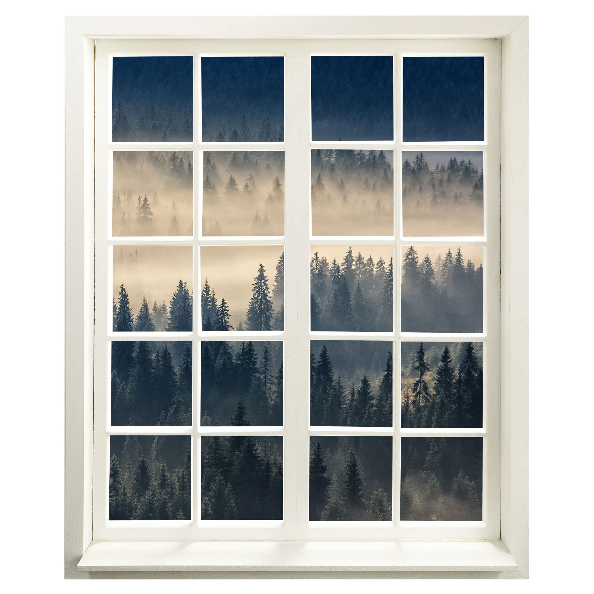 Wall Sticker Window with View Fog Forest 99 x 120 cm (W x H) Wall Sticker