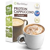 BariWise Protein Hot Cappuccino Mix, Protein Coffee, 7ct (Original Flavor) | 15g Protein, 90 Calories, Low Sugar, 5g Net Carbs, Keto Friendly, Gluten Free, Instant Cappuccino Mix, Bariatric Must-Haves