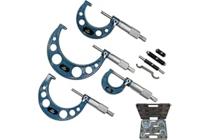 Outside Micrometer Set, MFQNENLK 0-4" Precision Machinist Tools 0.0001in Accuracy, Micrometer Measuring Tool Set, Alloy Precision Micrometer with Fitted Case (4Pcs Set)