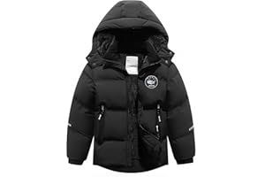 BYLESIN Kids Boy's Winter Coat Fleece Lined Waterproof Jacket Puffy Cotton Coat Thick Hooded Down Outdoor Coats