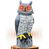 Ugold Solar Powered Garden Owl with Motion Detection, Rotating Head, Realistic Hoots and Silent Mode, Outdoor Statue and Sculpture, Owl Decoration for Home, Garden, Patio and Lawn