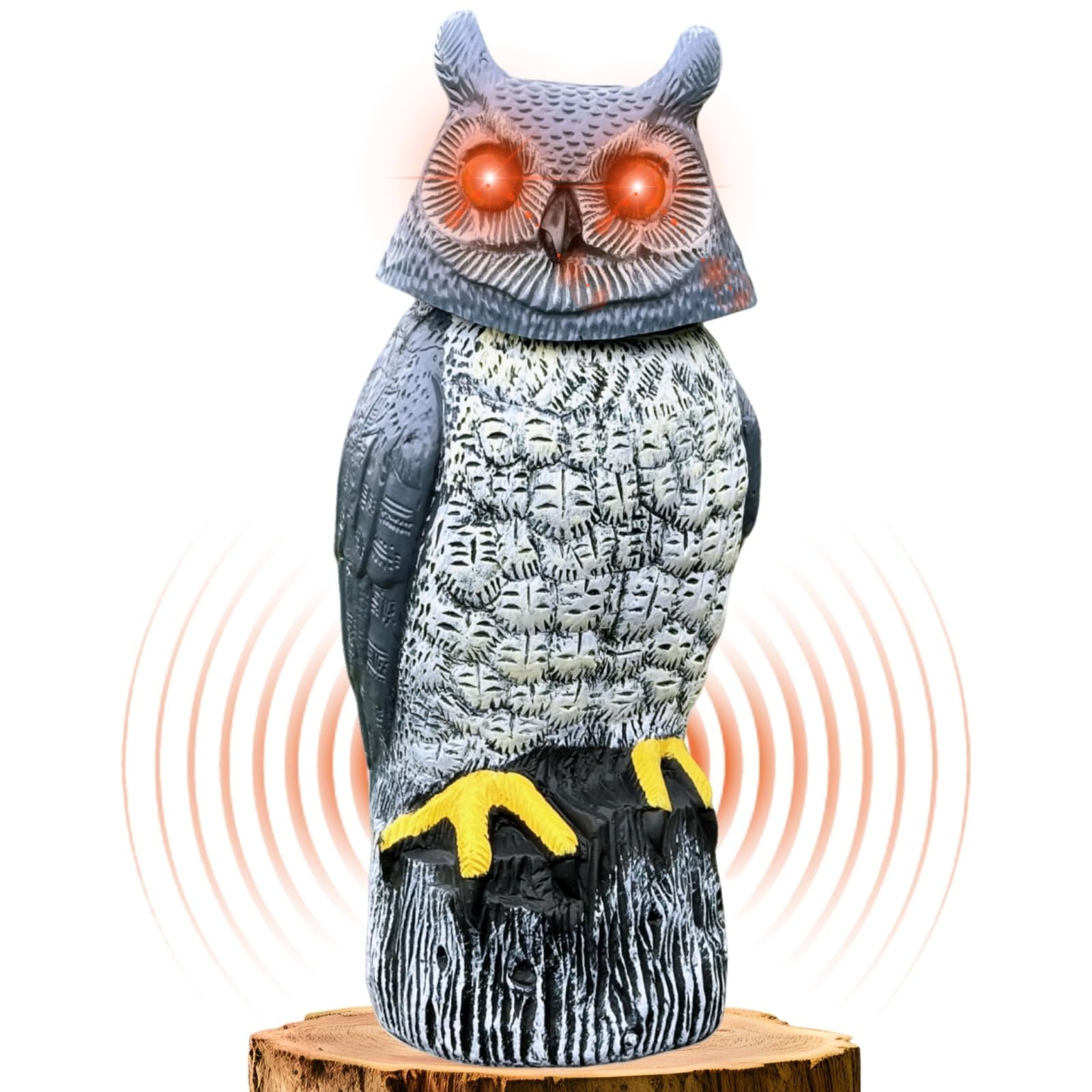 Photo 1 of **NO PLUG** Ugold Solar Powered Garden Owl with Motion Detection, Rotating Head, Realistic Hoots and Silent Mode, Outdoor Statue and Sculpture, Owl Decoration for Home, Garden, Patio and Lawn