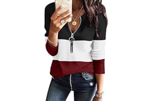 WUAI-Women Long Sleeve Waffle Knit Henley Shirts V-Neck Casual Slouchy Loose Thermal Button Up Tunics Pullover Tops