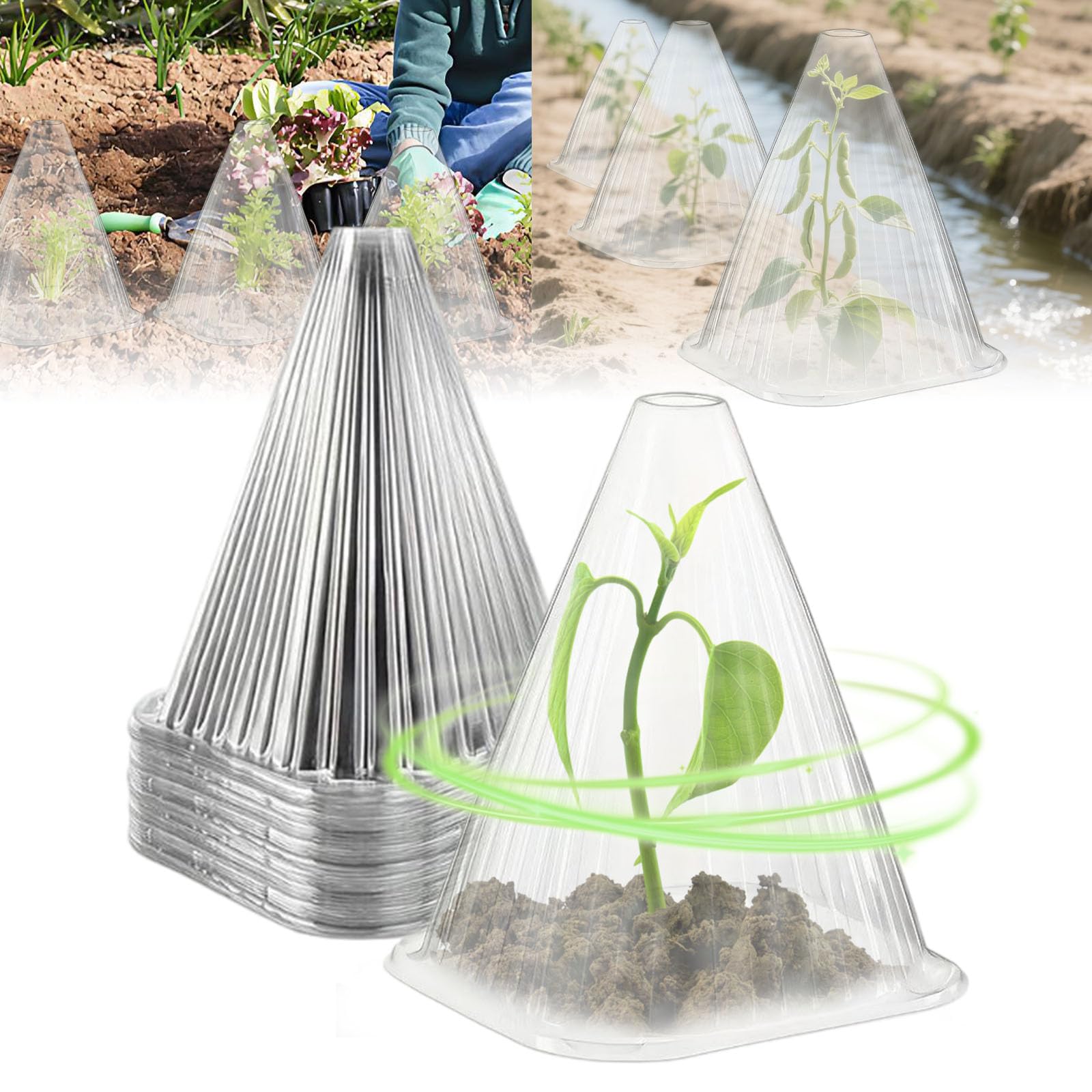 Photo 1 of 100pcs Gardening Greenhouse Plant Covers Transparent Garden Cloches for Plants, 2025 Upgraded Reusable Bell Plant Cover Plastic Small Plant Seedling Protector Bell Jar Cloches (30)