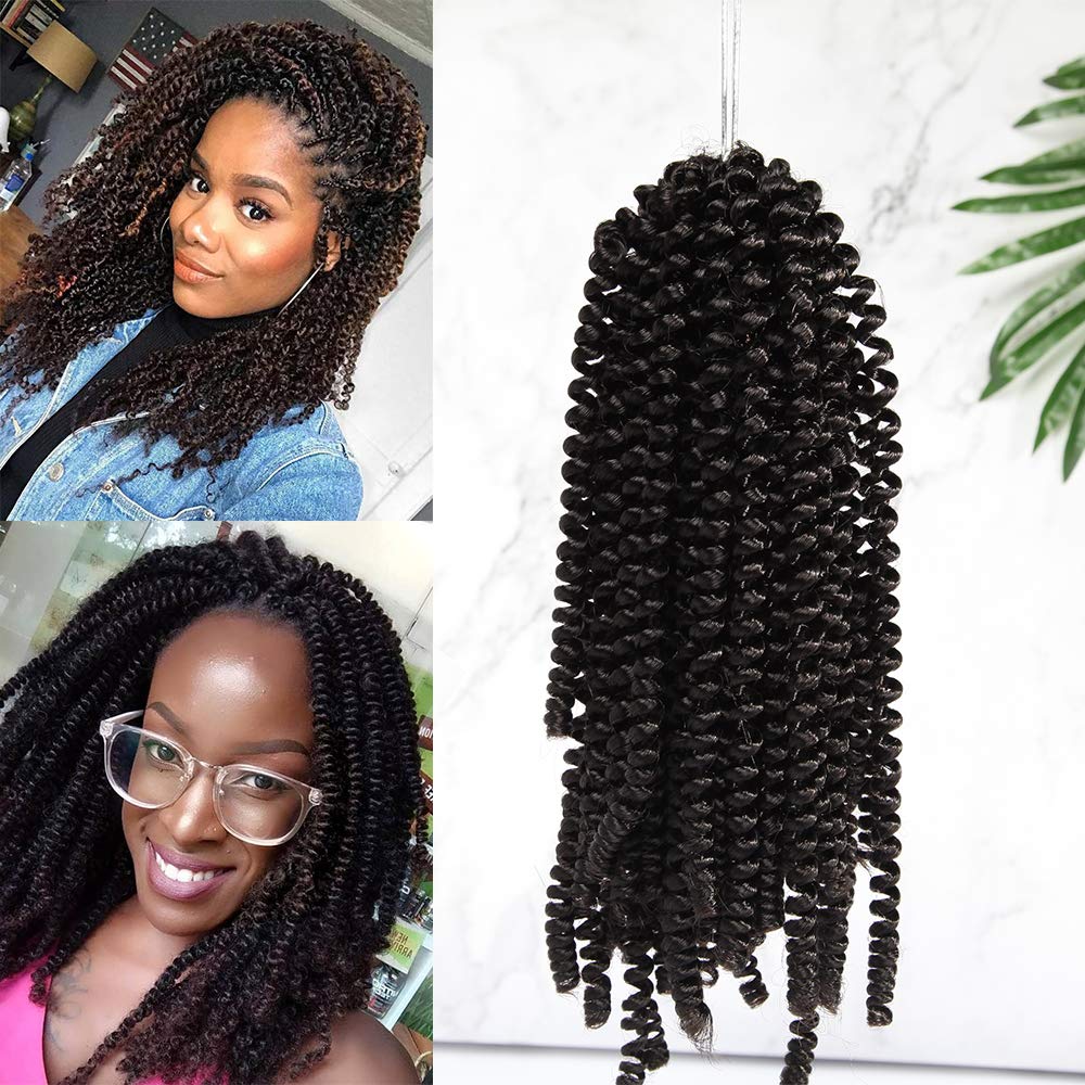 8" Spring Twist Hair Afro Crochet Braids Curly Twists Synthetic Marley Twist Hair Extensions #Black Brown [60 Strands/Pack]