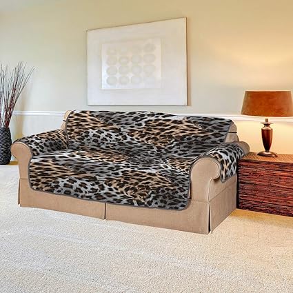 Denzar Leopard Print Sofa Cover Anti Slip Quilted Sofa Couch