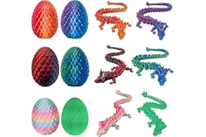 6PCS 3D Printed Dragon Eggs/Fillable Plastic Easter Eggs Filled with Movable Crystal Dragon Toys/Glow in The Dark Dragon Egg 