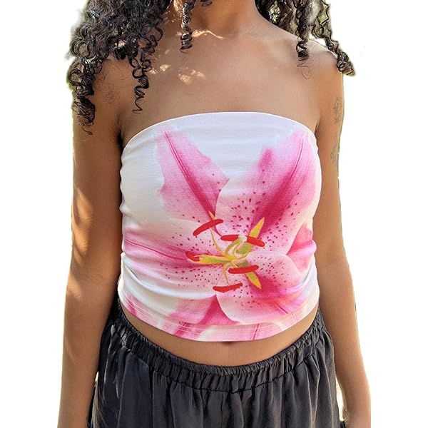 ZZEVOLSS Women's Y2k Strapless Tube Top Lace Backless Bandeau Crop ZZEVOLSS Women's Y2k Strapless Tube Top Lace Backless Bandeau Crop