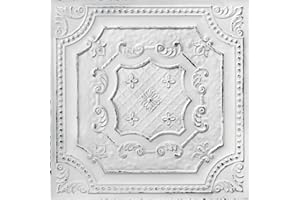 from Plain to Beautiful in Hours DCT04 Elizabethan Shield PVC 2' x 2' Lay-in or Glue-up Ceiling Tile (Covers / 200 sq.ft), Old Black White, 50 Piece