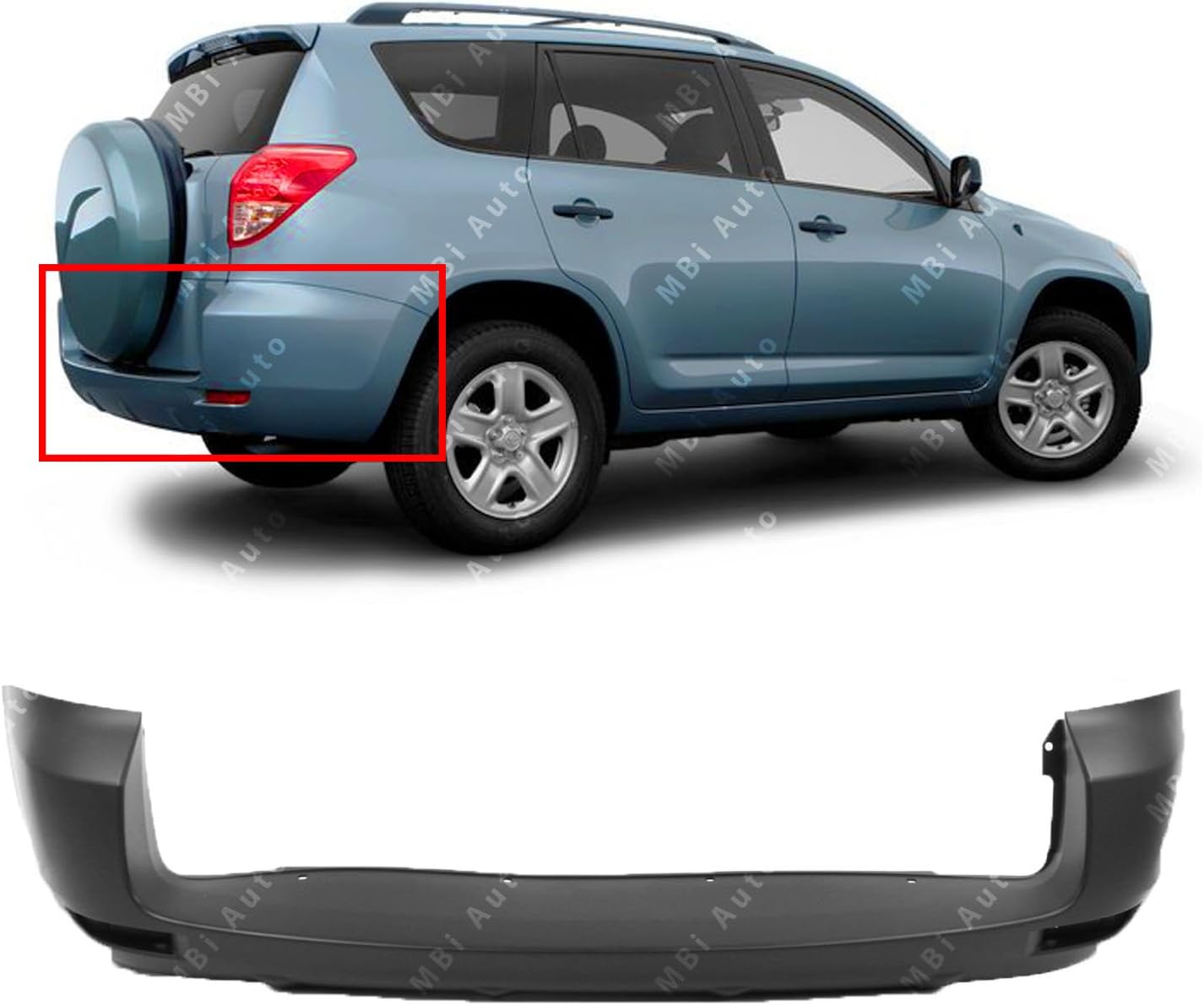 Rear Bumper Cover for 2006 2007 2008 Toyota RAV4 W/Out Fender Flares 06