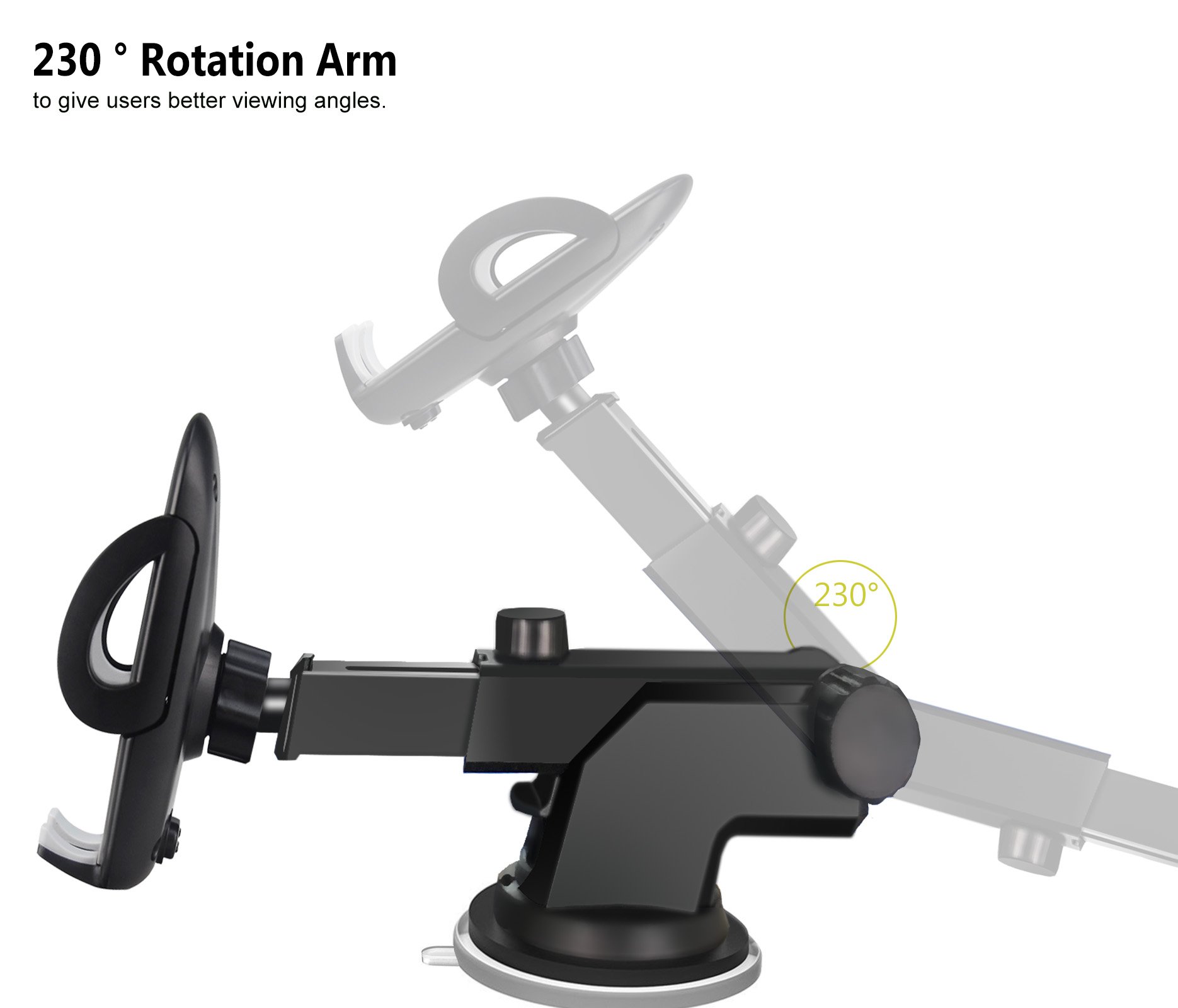 [Super Fest] iAmotus Handyhalterung Auto 360 °Rotatable kfz handy halterung mit Gel-Saugnapf und Einstellbarer Teleskoparm Unterstützung for Galaxy S8 S7 edge S6 Edge iPhone X 8 7 6s 6 plus Smartphones Universal [Multifunktions]