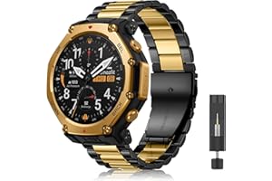 CeiLarv Metal Watch Band for Amazfit T-Rex 3 Pro 48mm Band Beautifully Polished Stainless Steel Replacement Strap for Amazfit