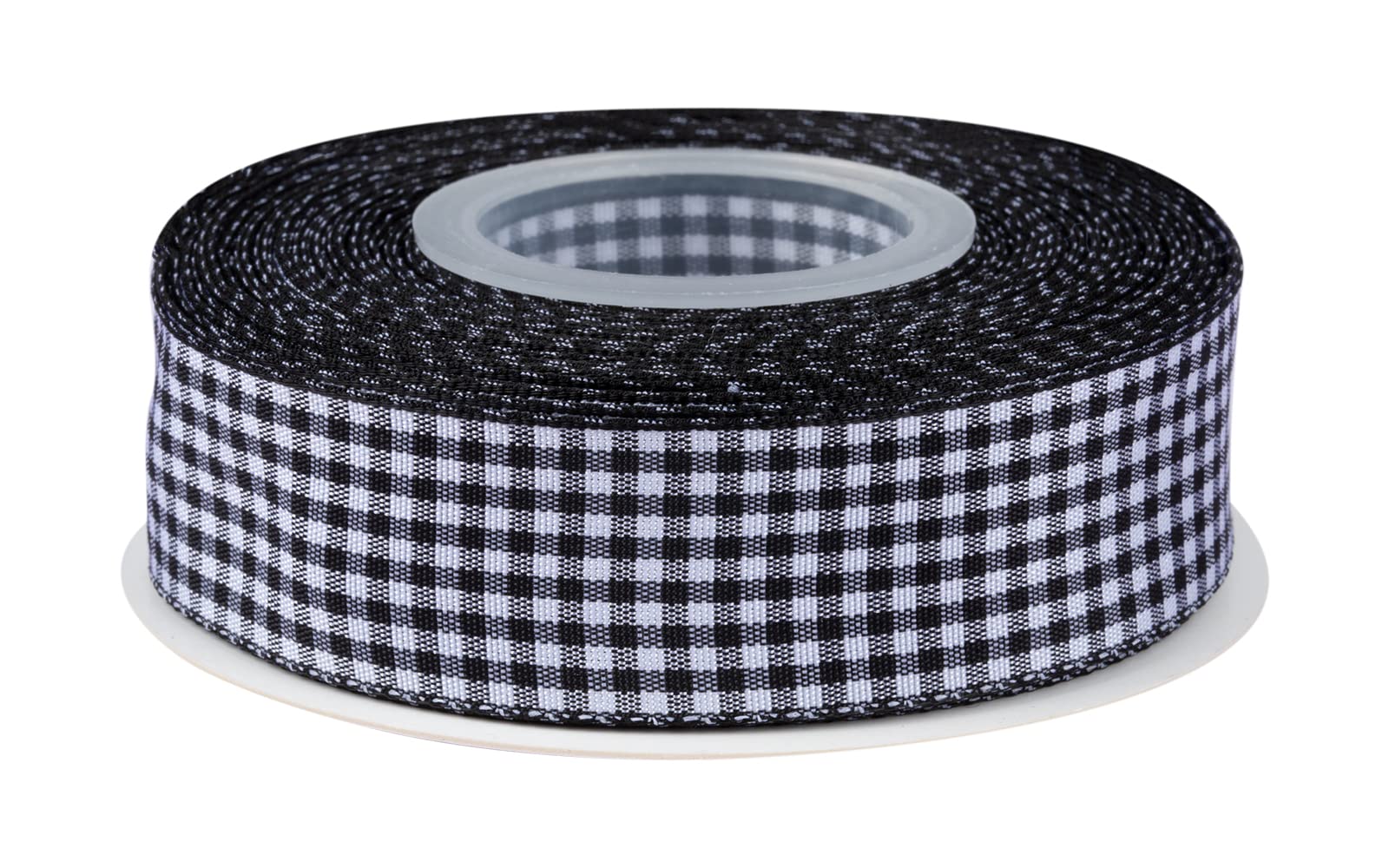 Ribbonitlux Gingham Ribbon, 25mm X 22 Meters, Plaid Checkered Ribbon with Woven Edge, Buffalo Straped Ribbon for DIY Crafts Decoration, Flower Bouquet Wrapping Home Decoration (Red Black)